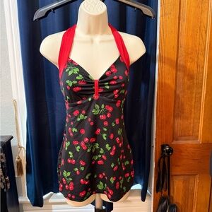 Pinup Couture Cherry Print Halter Chemise
